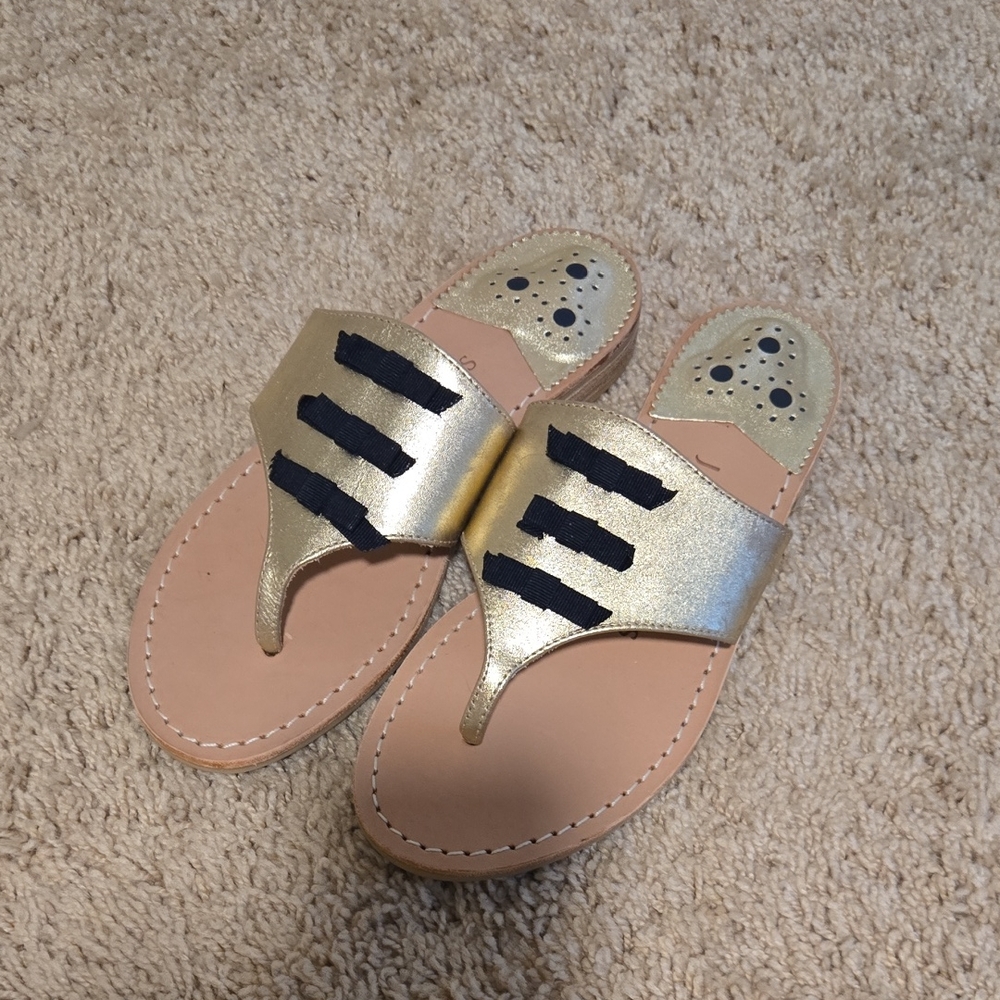Jack Rogers Blue & Gold Bow Sandals